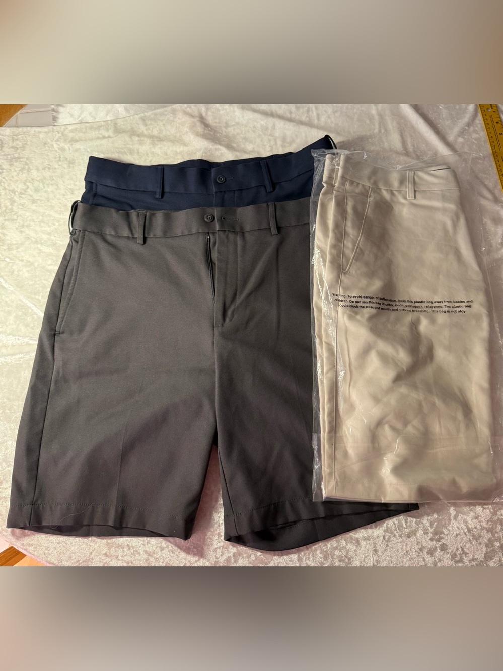 Perry Ellis & TEK Gear Men's Flat Front Shorts in Black, Navy, and Khaki Golf